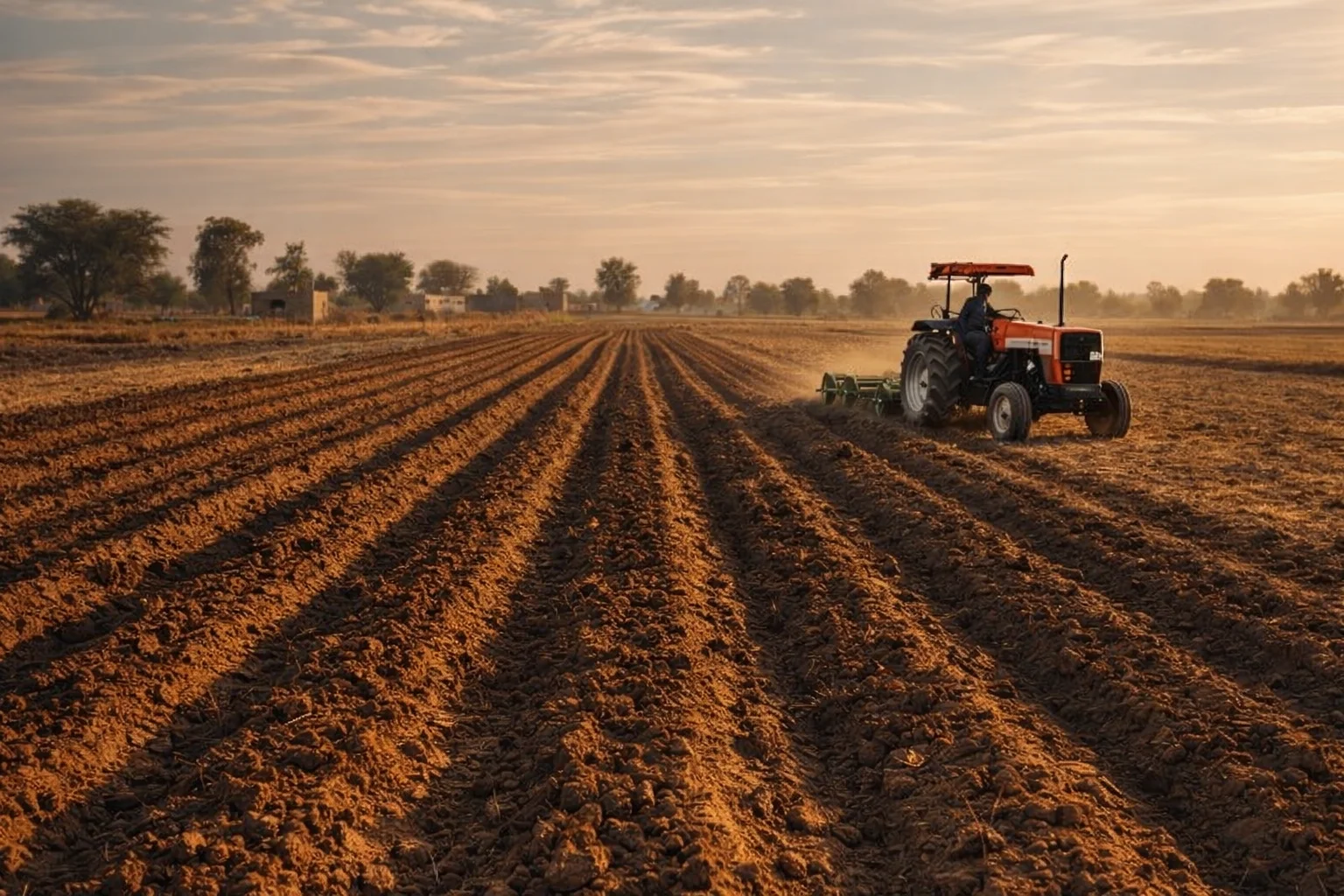Plowed field rows